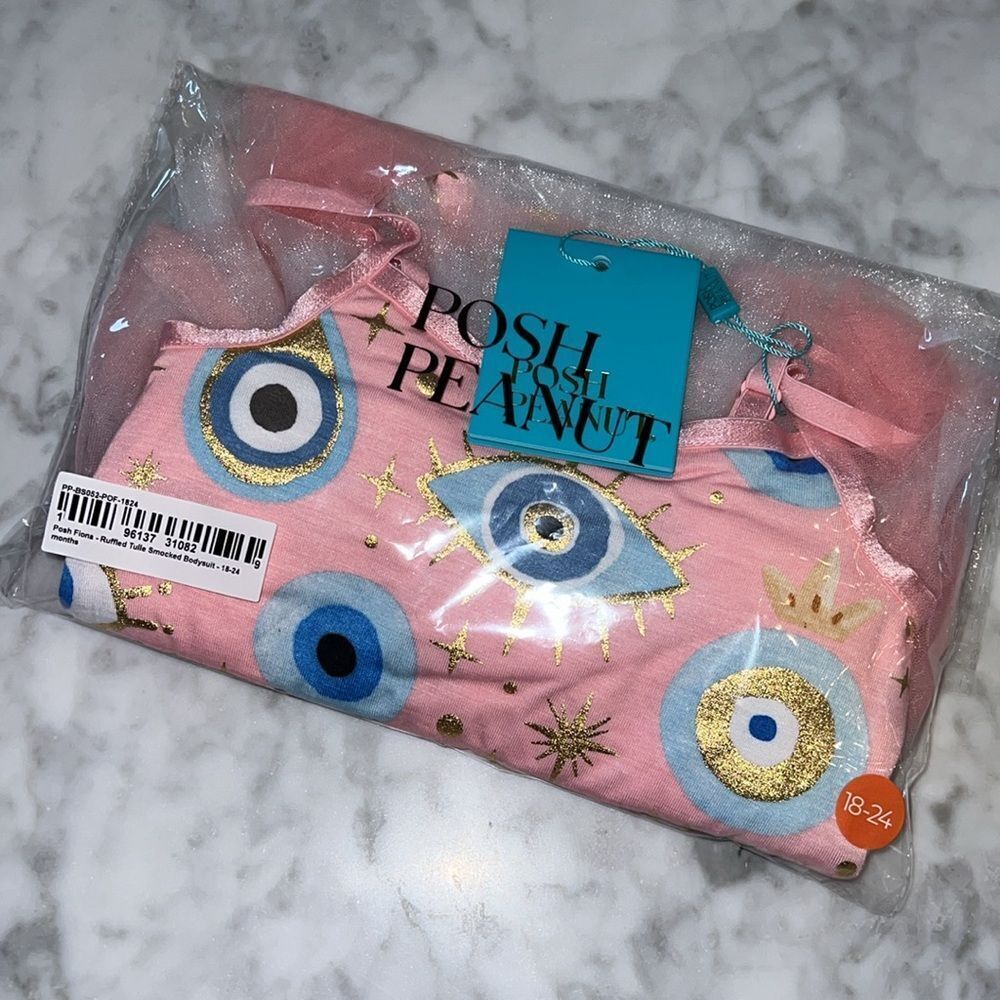 NWT POSH PEANUT FIONA TULLE BODYSUIT WITH MATCHING SOCKS 18/24M - Picture 11 of 12